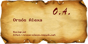 Orsós Alexa névjegykártya